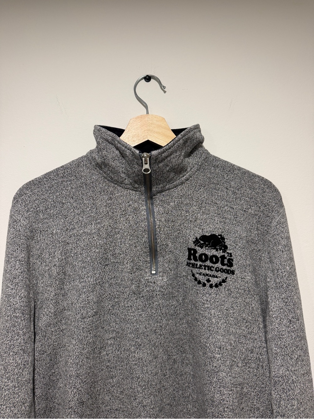 Roots Men's Salt and Pepper Quarter-Zip Sweater